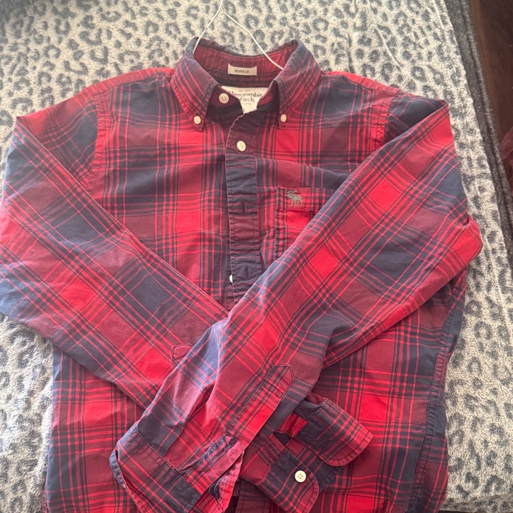 Abercrombie & Fitch Red and Blue Plaid Shirt